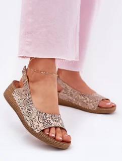Kožené Dámské Sandály Na Klínku model 21701998 Béžové - Maciejka