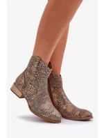 Dámské kotníkové boty Neliawen se zlatým zvířecím vzorem – zlaté Dámské kotníkové boty Neliawen se zlatým zvířecím vzorem – zlaté