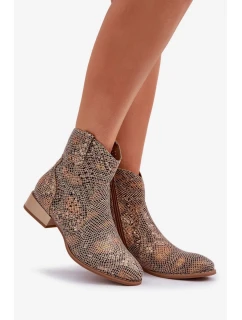 Dámské kotníkové boty Neliawen se zlatým zvířecím vzorem – zlaté