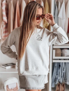 Dámská oversize mikina s výšivkou CHERSOFT šedá FashionStreet BY1402