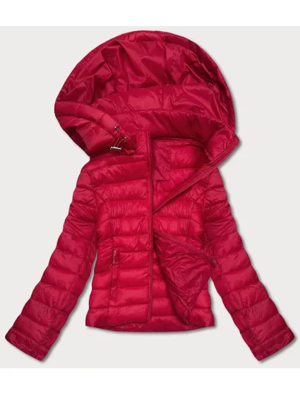 Červená dámská prošívaná bunda pro přechodné období model 18022566 - J.STYLE Červená dámská prošívaná bunda pro přechodné období model 18022566 - J.STYLE