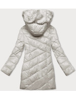 Dámská zimní bunda v ecru barvě s kapucí (H-898-11)