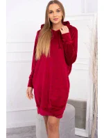 Velurové šaty s kapucí bordó Velurové šaty s kapucí bordó