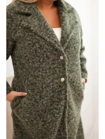 Dámský kabát Plus Size s vlnou a velkým límcem khaki Dámský kabát Plus Size s vlnou a velkým límcem khaki