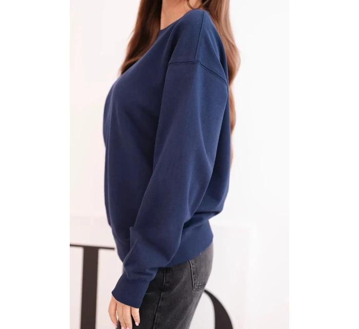 Dámská mikina s model 21494931 výstřihem basic z bavlny modrá - K-Fashion