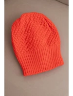 Dámská zimní čepice z vlny s dvojitým lemem oranžová model 21866362 - K-Fashion