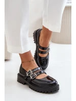 Dámské Lakované Polobotky S Pásky Černé Terione Dámské Lakované Polobotky S Pásky Černé Terione