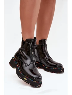 Lakované dámské kozačky z pravé kůže zateplené Artiker 57C0166 Černé