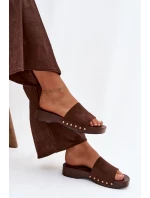 Dámské žabky se zlatými přezkami čokoládové Ferinna Dámské žabky se zlatými přezkami čokoládové Ferinna