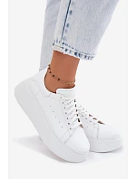 Kožené dámské tenisky na platformě Zazoo N408S2 bílé