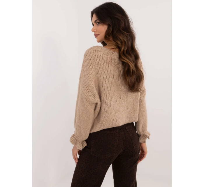 Sweter MI SW model 20535929 ciemny bezowy - FPrice Sweter MI SW model 20535929 ciemny bezowy - FPrice