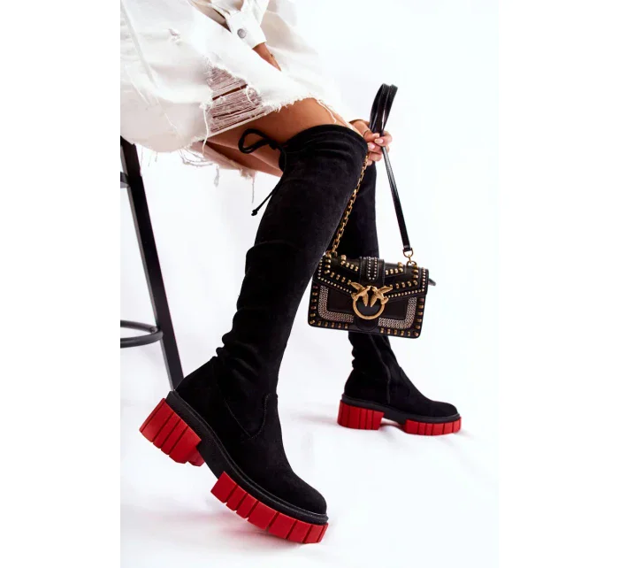 Dámské semišové boty Workers Černá a červená Cheera