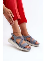 Lehké, pohodlné dámské sandály na suchý zip, modrá, Ceclea Lehké, pohodlné dámské sandály na suchý zip, modrá, Ceclea