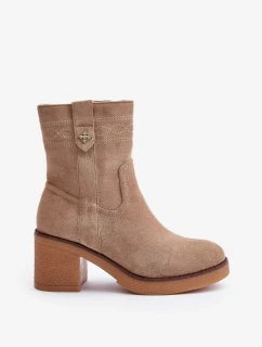 Zateplené Dámské Kotníkové Boty Na Podpatku Béžové Vailia