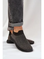 Dámské nazouvací sportovní boty se zdobením – černé