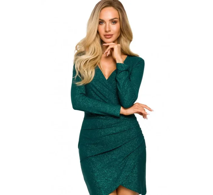 Zavinovací mini šaty M722 smaragdové - Moe
