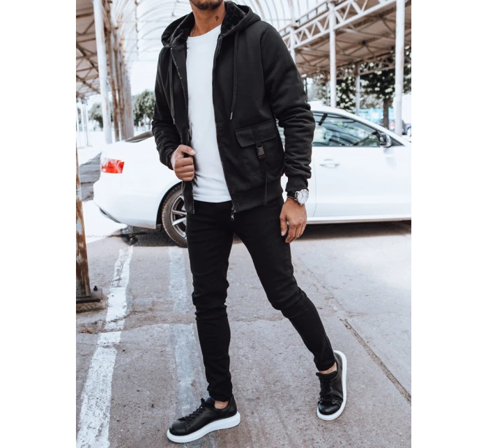 Pánská zateplená mikina na zip černá model 21970387 - Dstreet Pánská zateplená mikina na zip černá model 21970387 - Dstreet