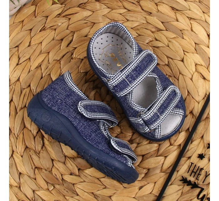 Chlapecké domácí pantofle sandály tmavě modré Nazo