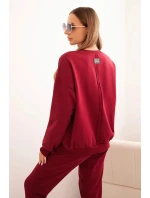 Dámský bavlněný komplet s potiskem Minimal bordový