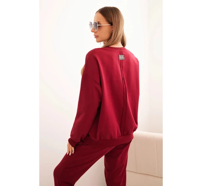 Dámský bavlněný komplet s potiskem Minimal bordový