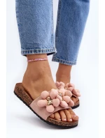 Dámské žabky s růžovými ozdobami model 21648526 - Boto Dámské žabky s růžovými ozdobami model 21648526 - Boto