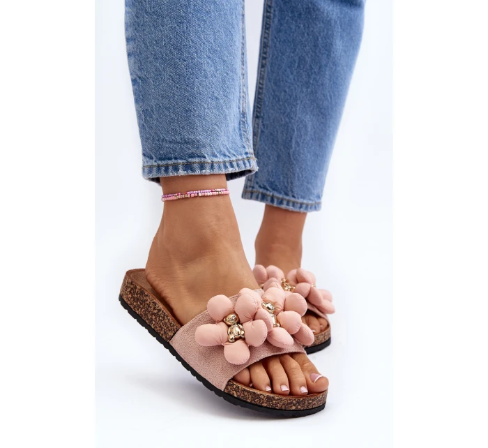 Dámské žabky s růžovými ozdobami model 21648526 - Boto Dámské žabky s růžovými ozdobami model 21648526 - Boto