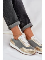 Kožené Sportovní Boty Sneakers Dámské D&A LR51-847 Zlaté