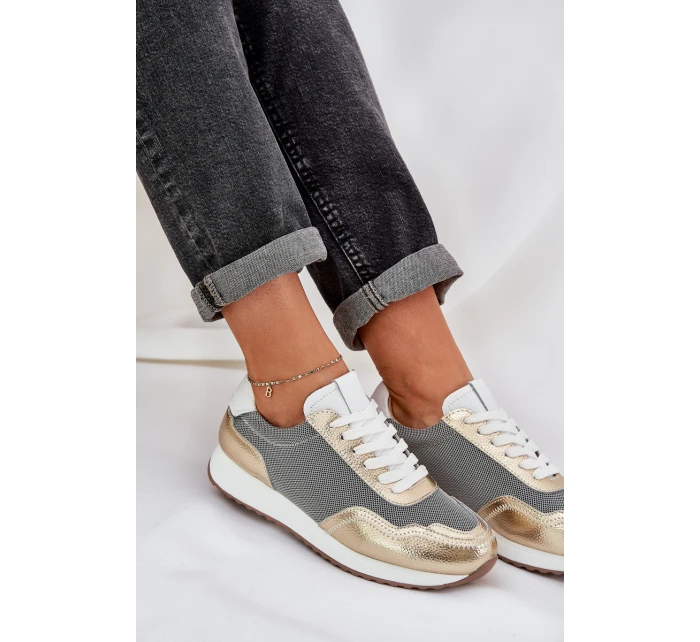 Kožené Sportovní Boty Sneakers Dámské D&A LR51-847 Zlaté