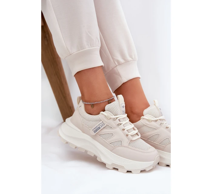 Sportovní boty sneakers dámské na silné podrážce béžové Prononice Sportovní boty sneakers dámské na silné podrážce béžové Prononice