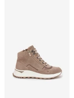 Dámské sportovní kotníkové boty na platformě z přírodního semiše Zazoo – béžové Dámské sportovní kotníkové boty na platformě z přírodního semiše Zazoo – béžové