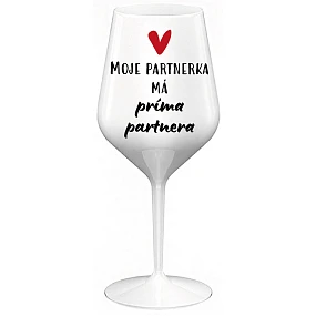 MOJE MÁ  bílá nerozbitná sklenice na víno 470 ml model 22167940 - Giftela