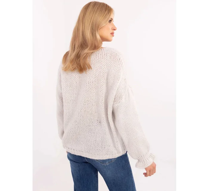 Dámský svetr MI SW model 20973276 Světle šedý / béžový - FPrice Dámský svetr MI SW model 20973276 Světle šedý / béžový - FPrice