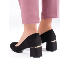 Praktické  lodičky černé dámské na širokém podpatku