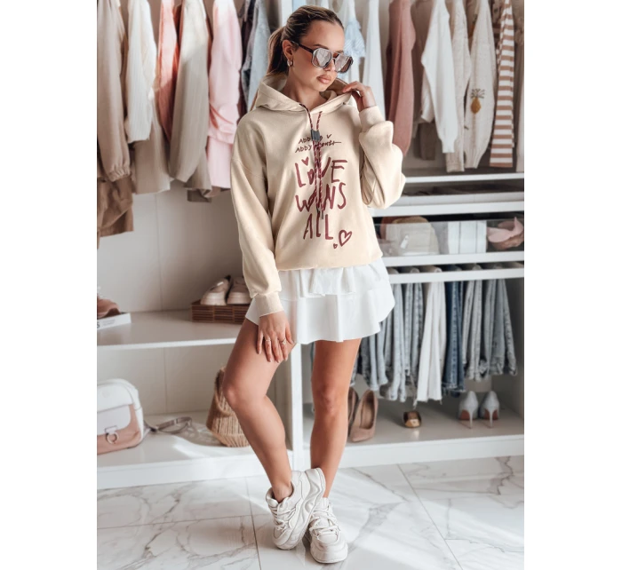 Dámská mikina oversize LOVEWILL béžová FashionStreet BY1471