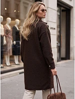 Dlouhý dámský kabát z čokoládově hnědé ovčí kožešiny FashionStreet NY0802 Dlouhý dámský kabát z čokoládově hnědé ovčí kožešiny FashionStreet NY0802