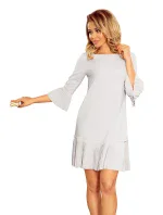 Pohodlné plisované šedé dámské šaty model 7657677