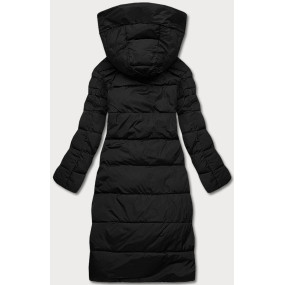 Dlouhá černá dámská zimní bunda (2M-033)