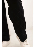 Dámské kalhoty Plus Size bavlněné s kapsami černé