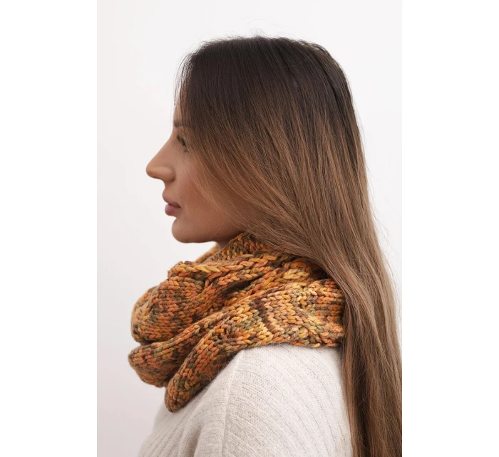 Dámský vlněný melírovaný silný šál na zimu KN24 hořčicový