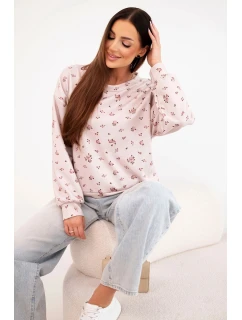 Dámská viskózová mikina s dlouhým rukávem v  béžová model 21924551 - K-Fashion