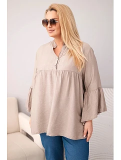 Dámská viskózová halenka Plus Size s model 22043146 rukávem a výstřihem do V fango - K-Fashion