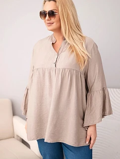 Dámská viskózová halenka Plus Size s model 22043146 rukávem a výstřihem do V fango - K-Fashion