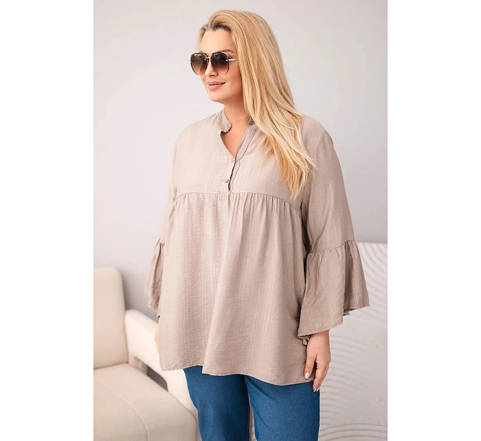 Dámská viskózová halenka Plus Size s model 22043146 rukávem a výstřihem do V fango - K-Fashion