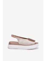 Kožené Dámské Sandály Na Platformě S Dekorací Zlaté model 21701855 - Zazoo