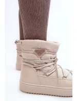 Dámské boty do sněhu na platformě se šněrováním v béžové barvě Dámské boty do sněhu na platformě se šněrováním v béžové barvě