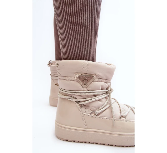 Dámské boty do sněhu na platformě se šněrováním v béžové barvě Dámské boty do sněhu na platformě se šněrováním v béžové barvě