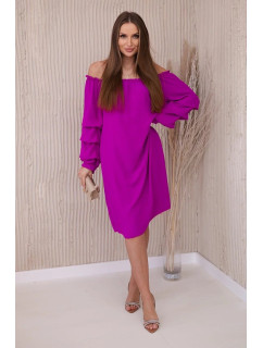 Španělské šaty s ozdobnými rukávy fialové