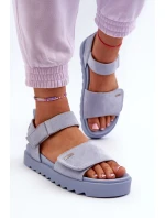 Dámské semišové sandály na platformě Big Star modrá Dámské semišové sandály na platformě Big Star modrá