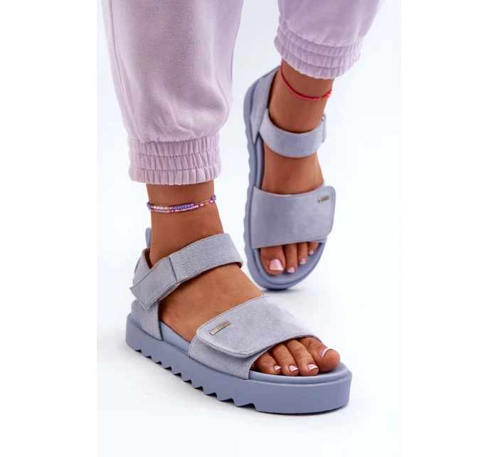 Dámské semišové sandály na platformě Big Star modrá Dámské semišové sandály na platformě Big Star modrá