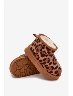 Dětské a juniorské zateplené sněhule s kožíškem Mireya – panterka/bronzové